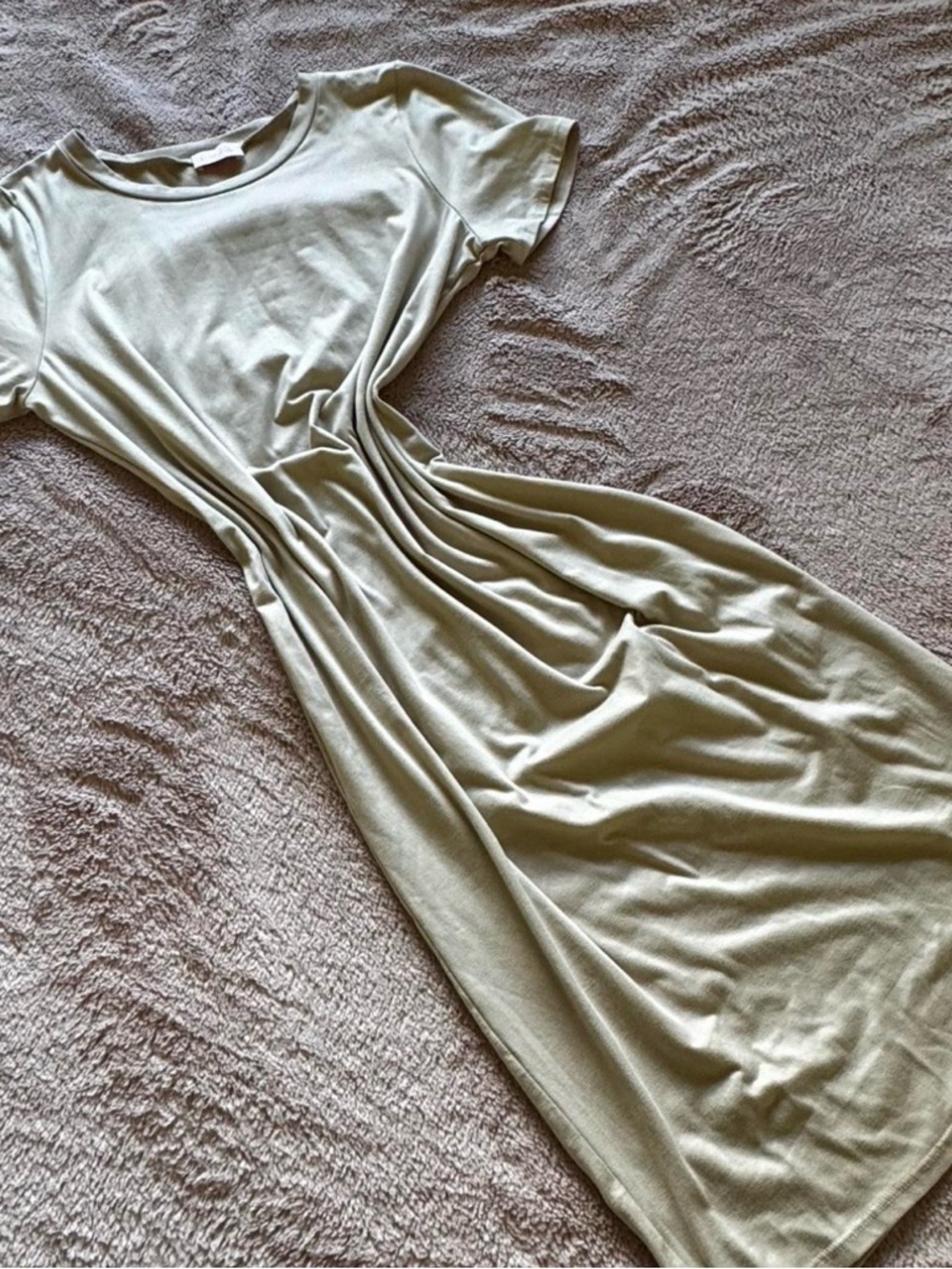 Bodycon Short-Sleeve beige Midi Dress